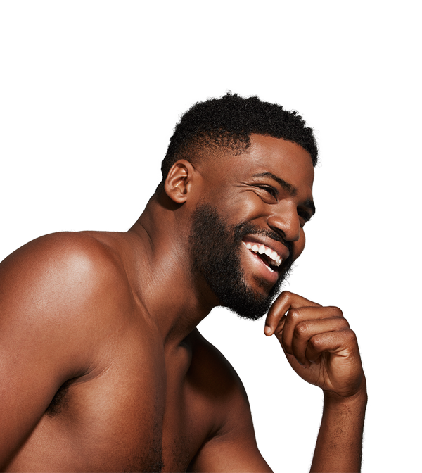 African American man with beard laughing