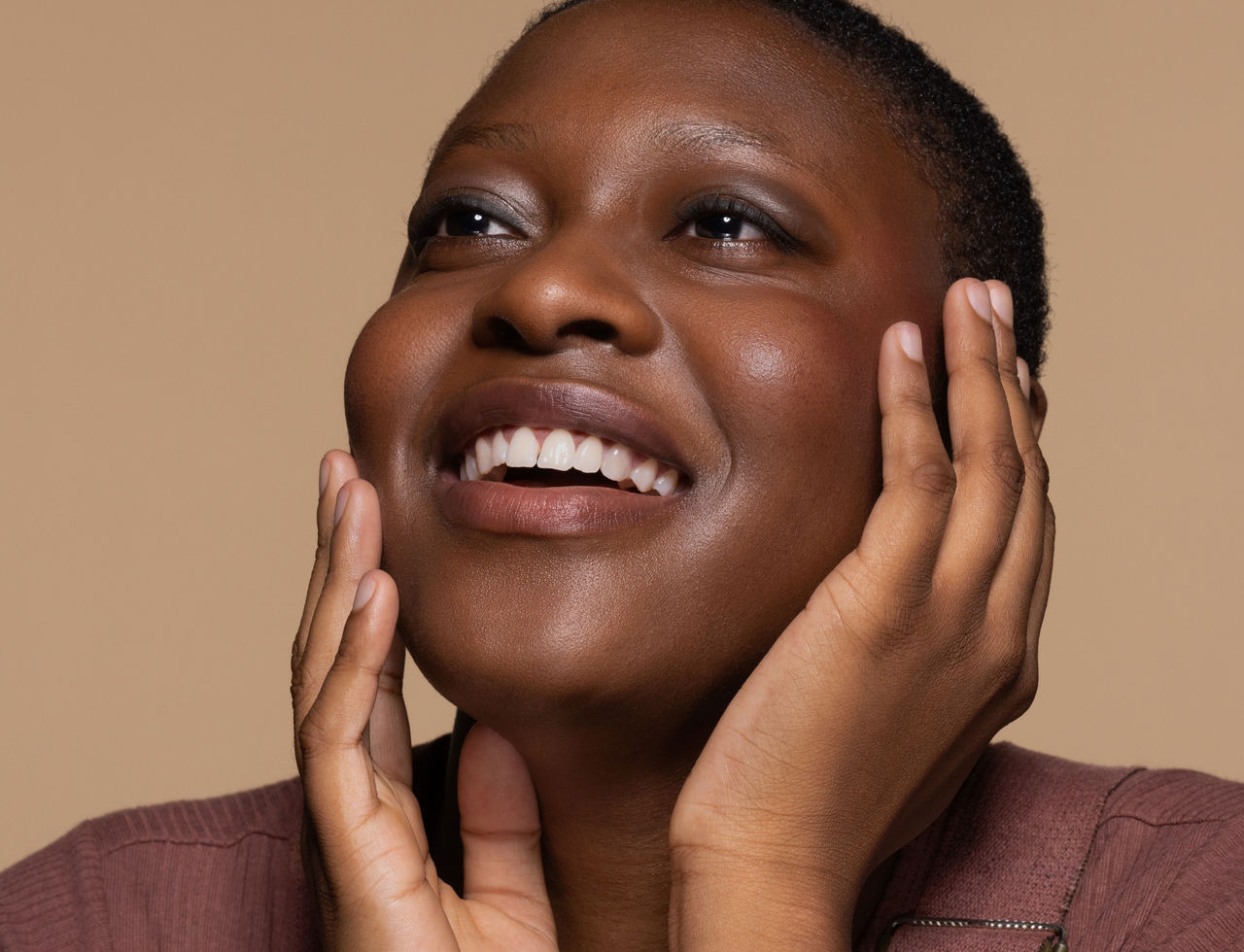 Woman touching face